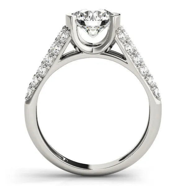 White gold Round Cut Diamond Channel Set Pave Band with Tension Prong Setting