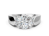 White gold Round Cut Diamond Channel Set Solitaire Ring with Four-Prong Setting_114