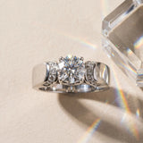 White gold Round Cut Diamond Channel Set Solitaire Ring with Four-Prong Setting_180