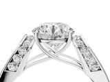 White gold Round Cut Diamond Channel Set Solitaire Ring with Four-Prong Setting_3422