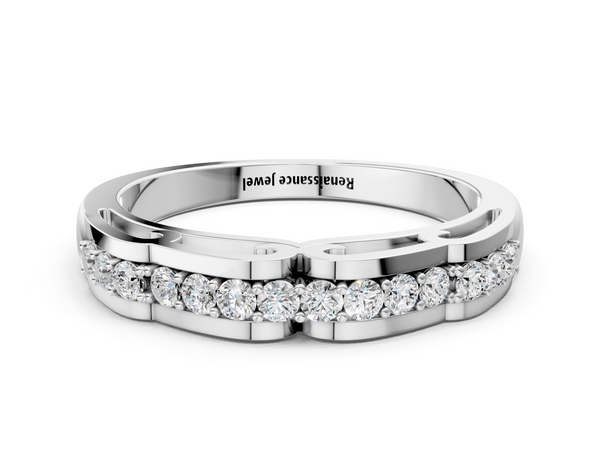 Platinum Round Cut Diamond Channel Set White Gold Band