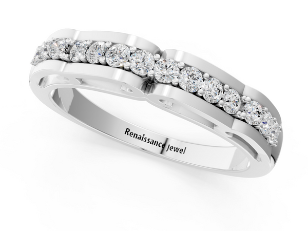 White gold Round Cut Diamond Channel Set White Gold Band