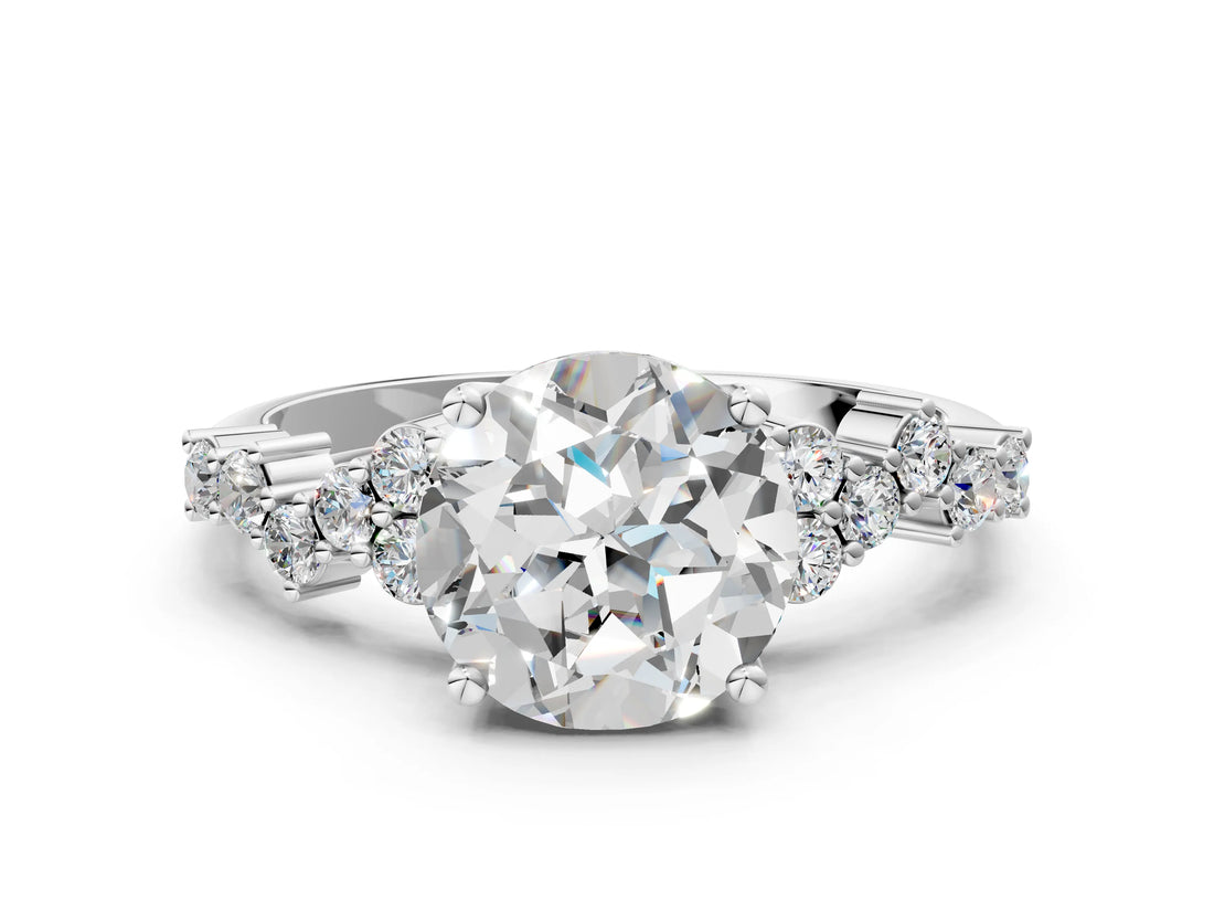 White gold Round Cut Diamond Cluster Pavé Band with Four-Prong Setting_18