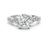 White gold Round Cut Diamond Cluster Pavé Band with Four-Prong Setting_18