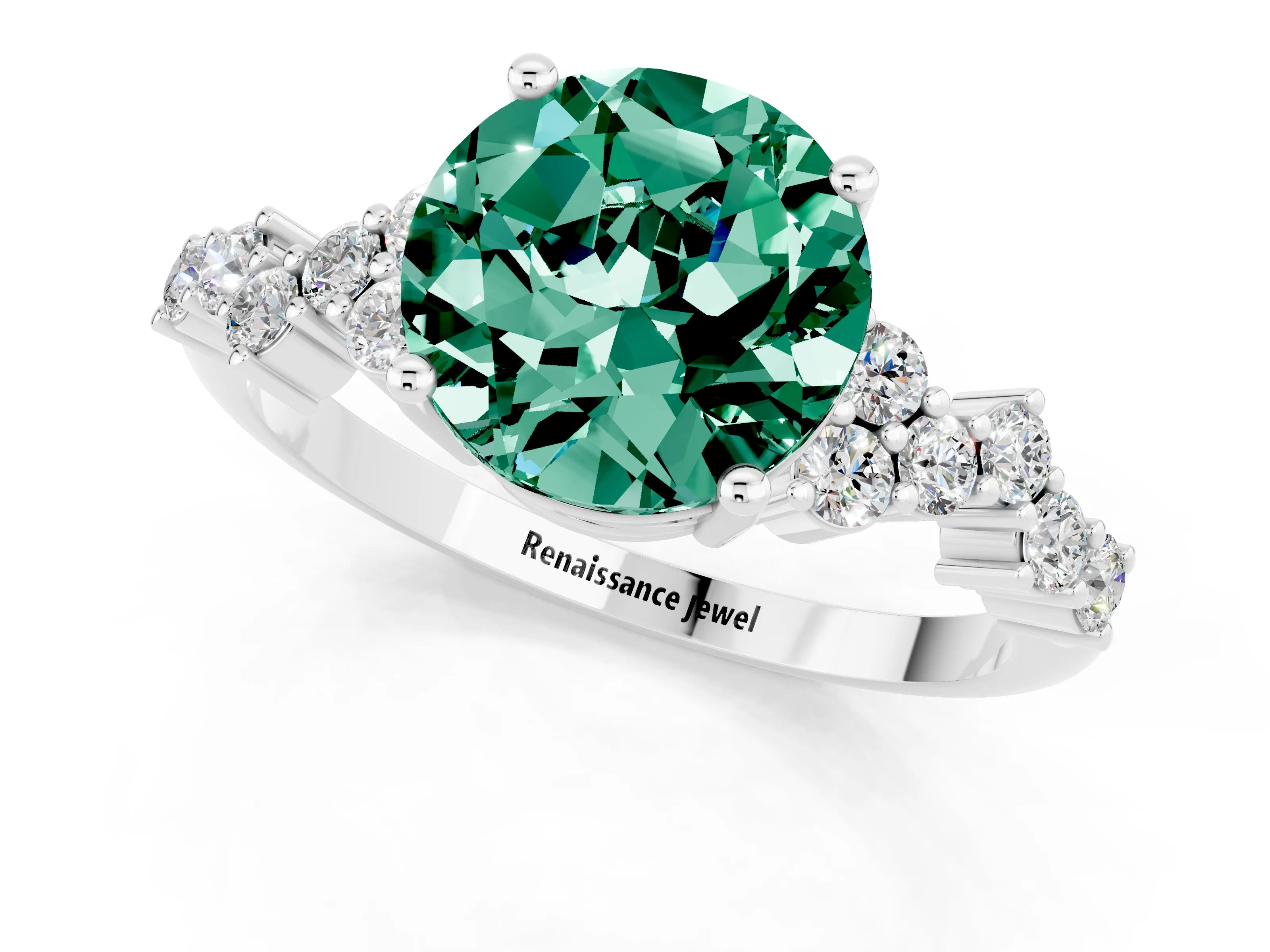 White gold Round Cut Diamond Cluster Pavé Band with Four-Prong Setting_1