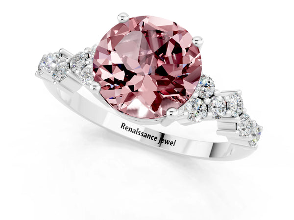 White gold Round Cut Diamond Cluster Pavé Band with Four-Prong Setting