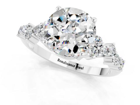 White gold Round Cut Diamond Cluster Pavé Band with Four-Prong Setting_1