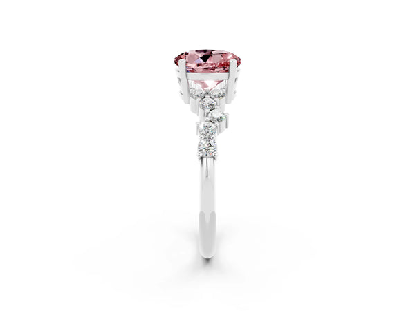 Silver Round Cut Diamond Cluster Pavé Band with Four-Prong Setting