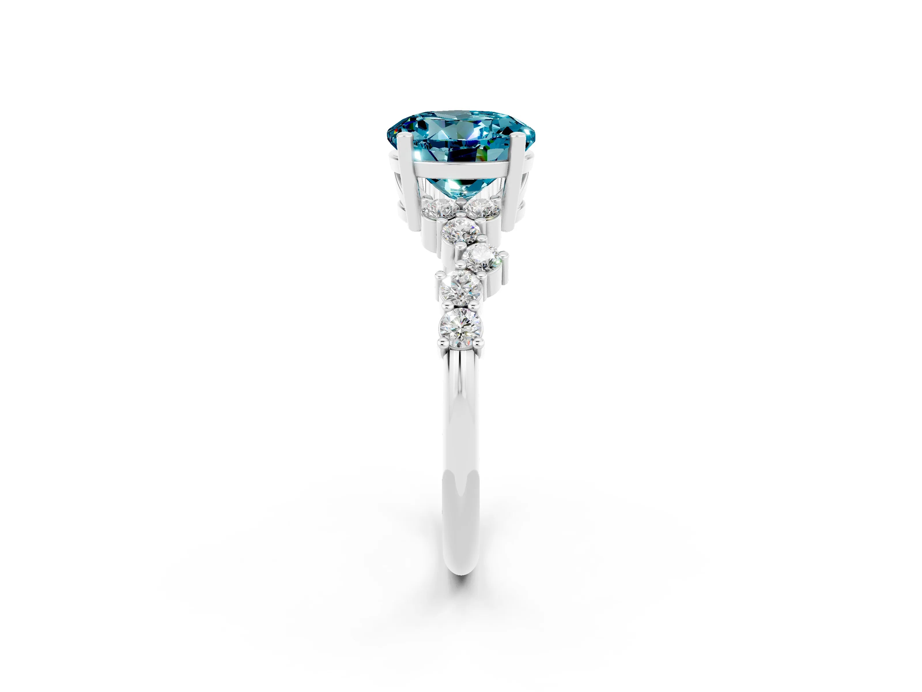 White gold Round Cut Diamond Cluster Pavé Band with Four-Prong Setting_2