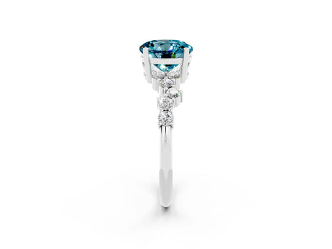 White gold Round Cut Diamond Cluster Pavé Band with Four-Prong Setting_2