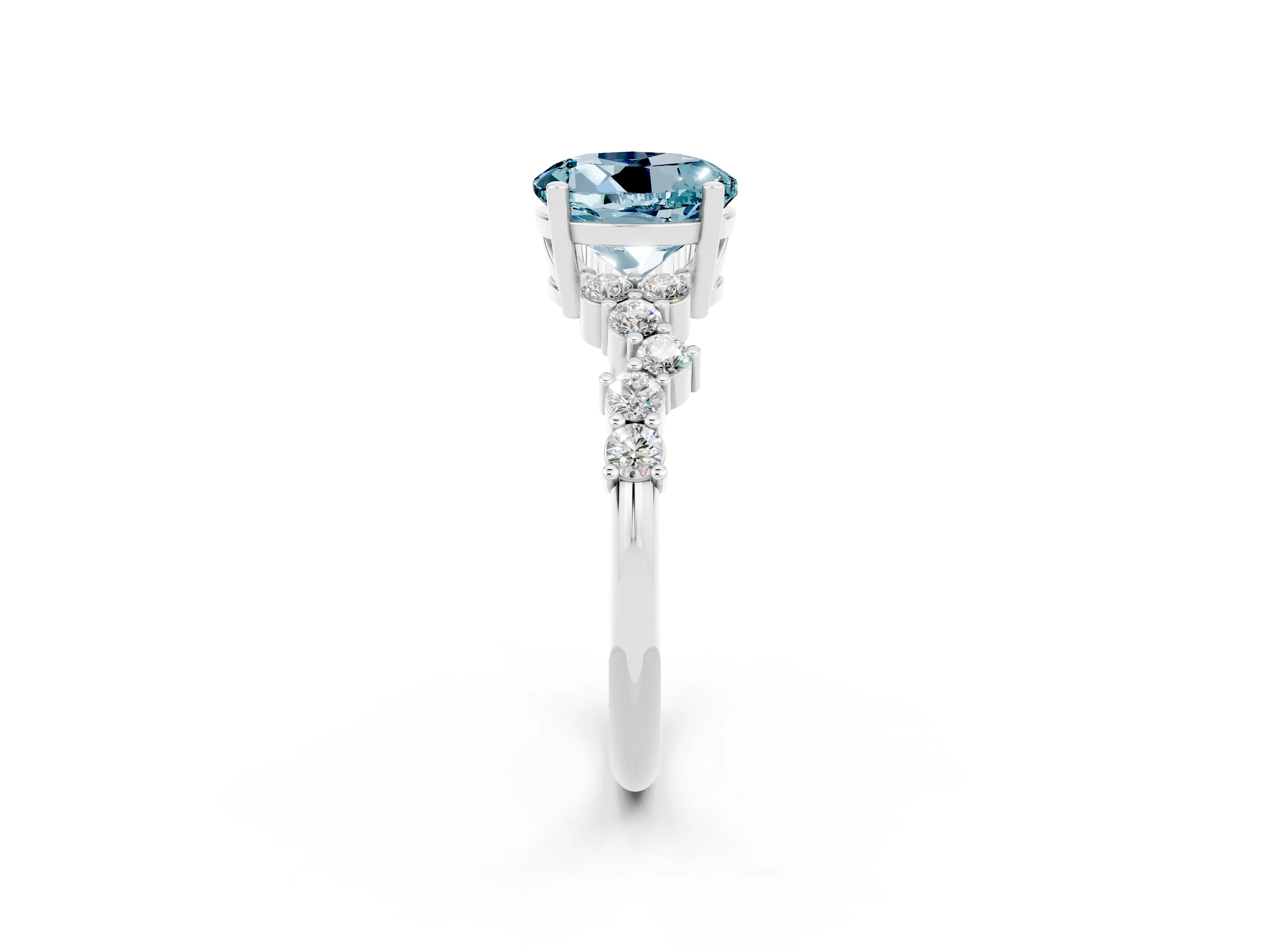 White gold Round Cut Diamond Cluster Pavé Band with Four-Prong Setting_2