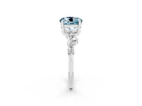 White gold Round Cut Diamond Cluster Pavé Band with Four-Prong Setting_2
