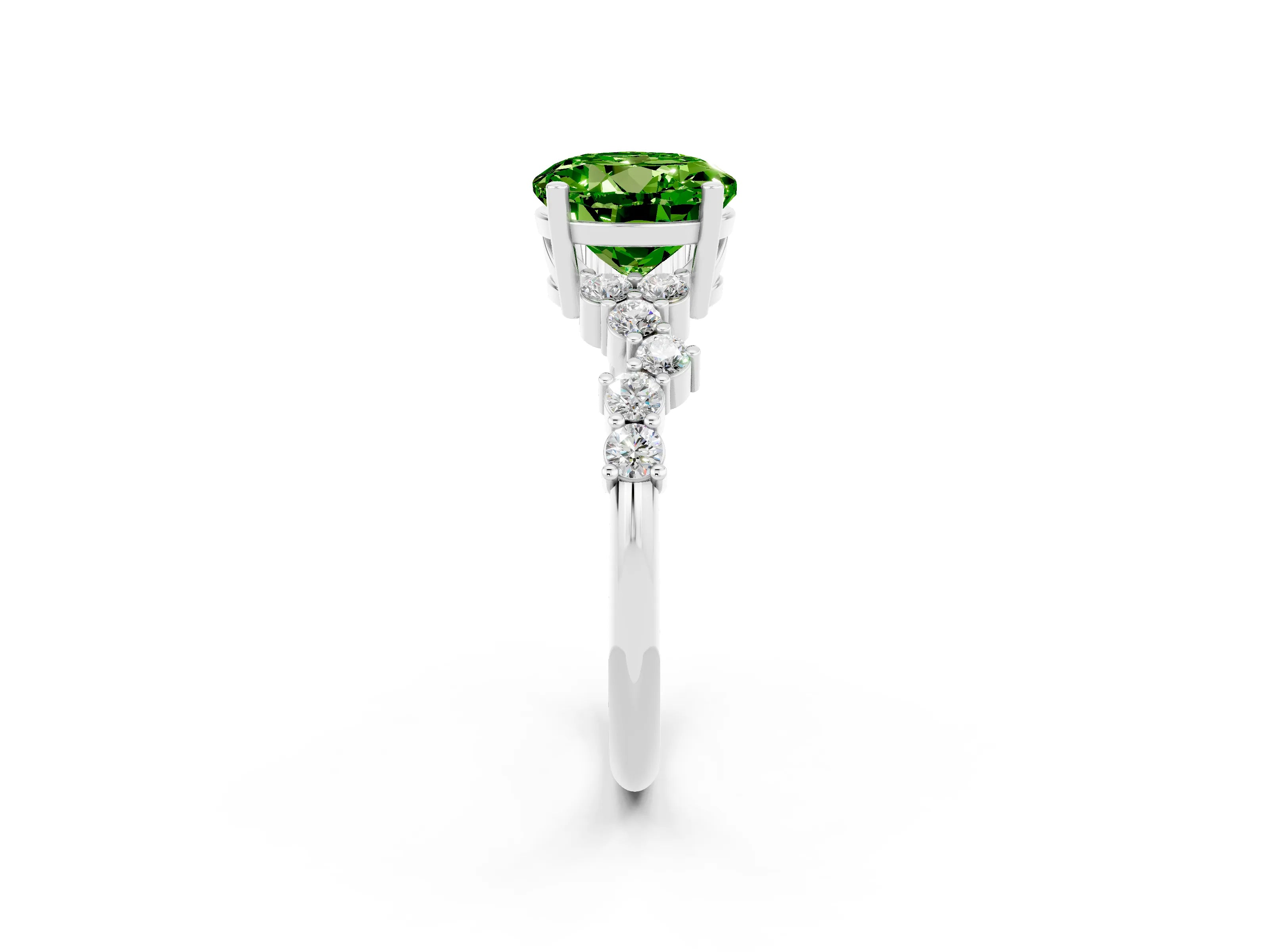 White gold Round Cut Diamond Cluster Pavé Band with Four-Prong Setting_2