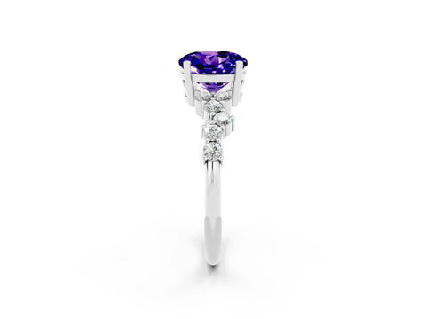 White gold Round Cut Diamond Cluster Pavé Band with Four-Prong Setting_2