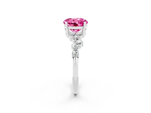 White gold Round Cut Diamond Cluster Pavé Band with Four-Prong Setting_2