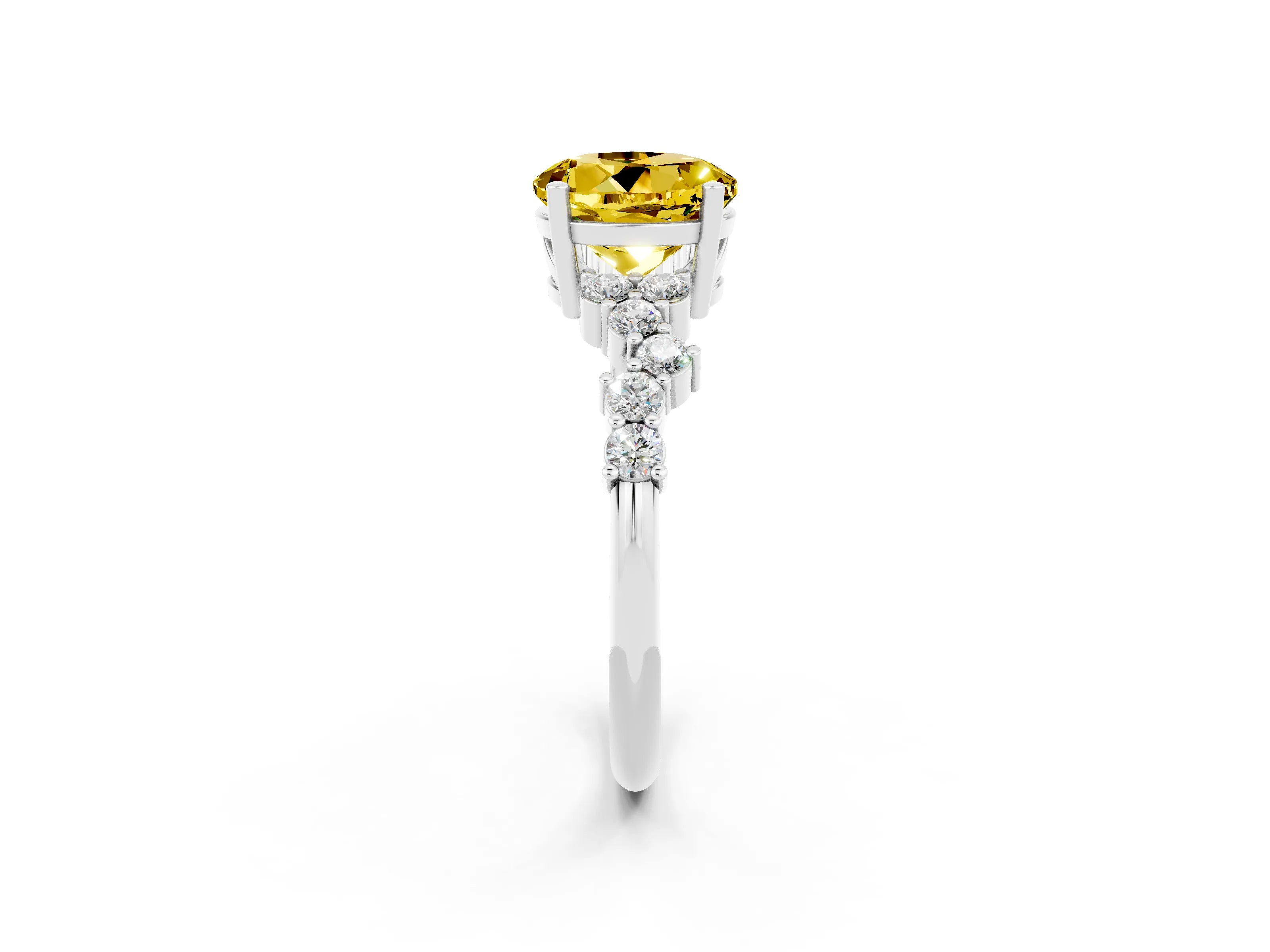 White gold Round Cut Diamond Cluster Pavé Band with Four-Prong Setting_2