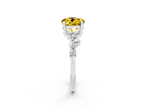 White gold Round Cut Diamond Cluster Pavé Band with Four-Prong Setting_2