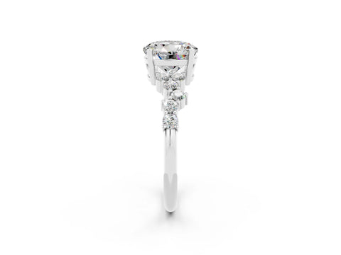 White gold Round Cut Diamond Cluster Pavé Band with Four-Prong Setting_2
