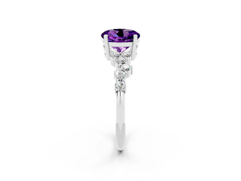 White gold Round Cut Diamond Cluster Pavé Band with Four-Prong Setting_2