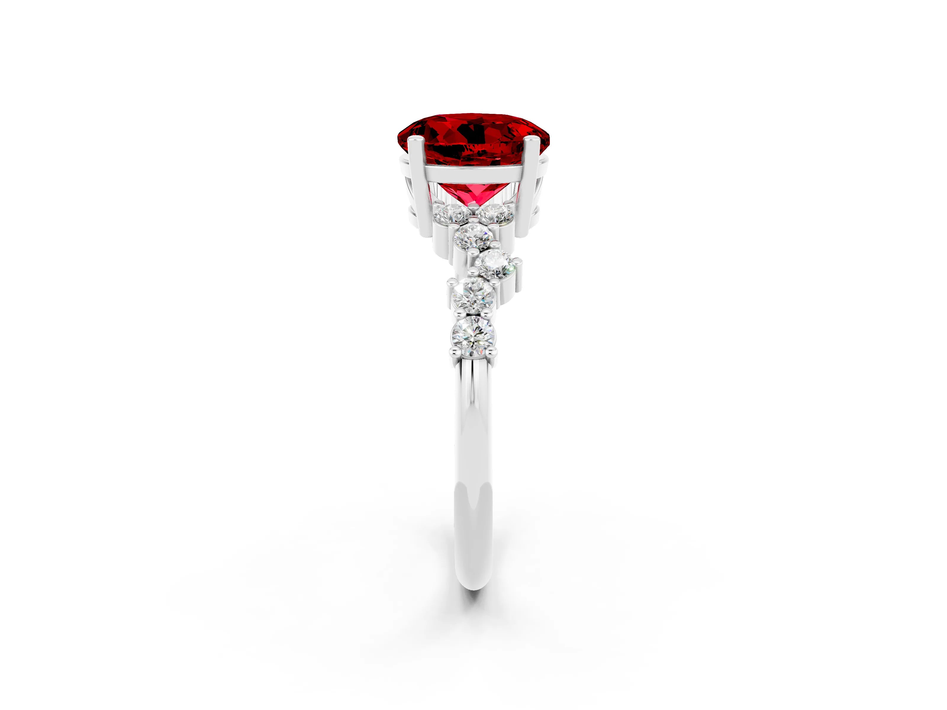 White gold Round Cut Diamond Cluster Pavé Band with Four-Prong Setting_2