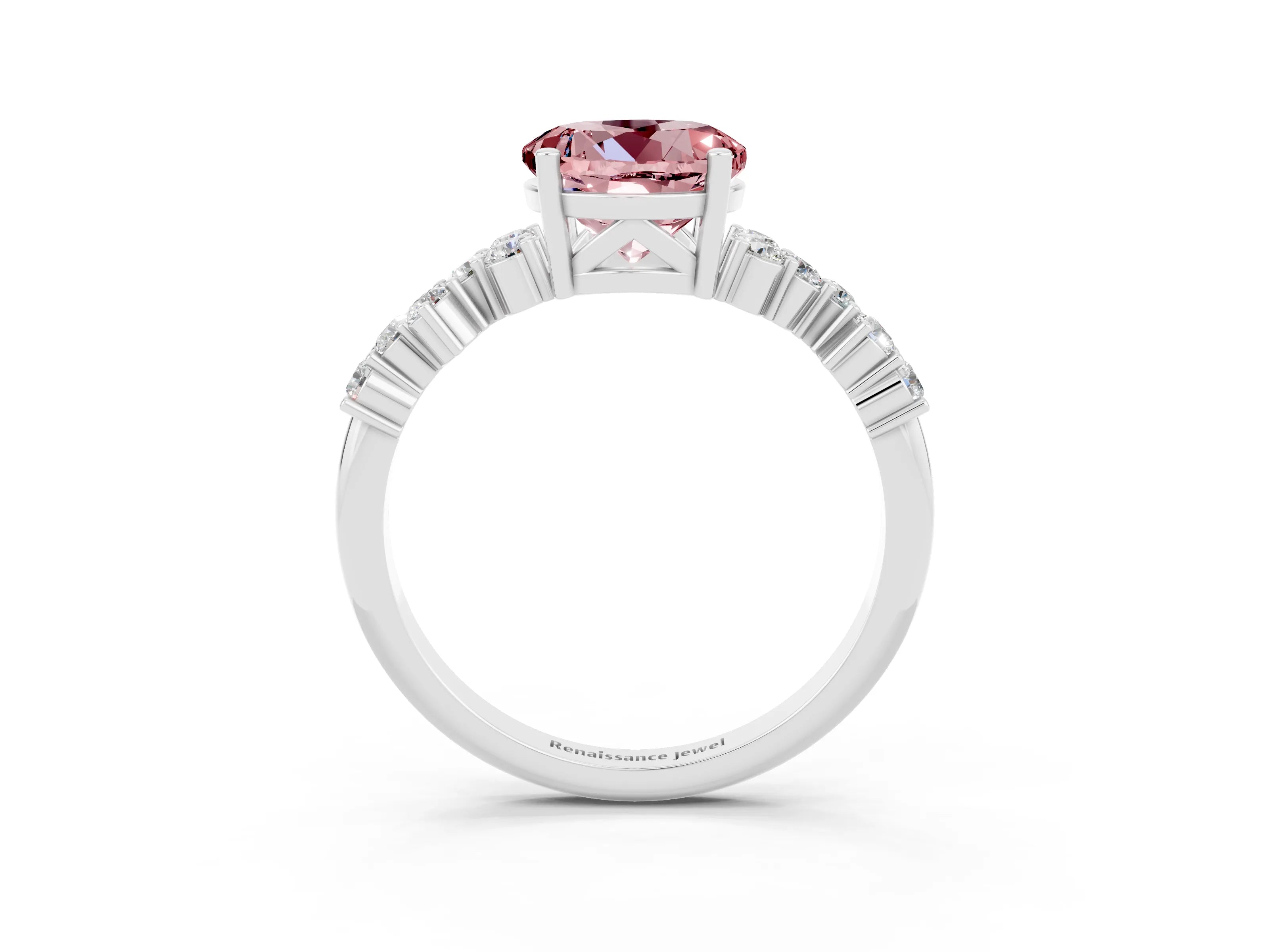 White gold Round Cut Diamond Cluster Pavé Band with Four-Prong Setting_3
