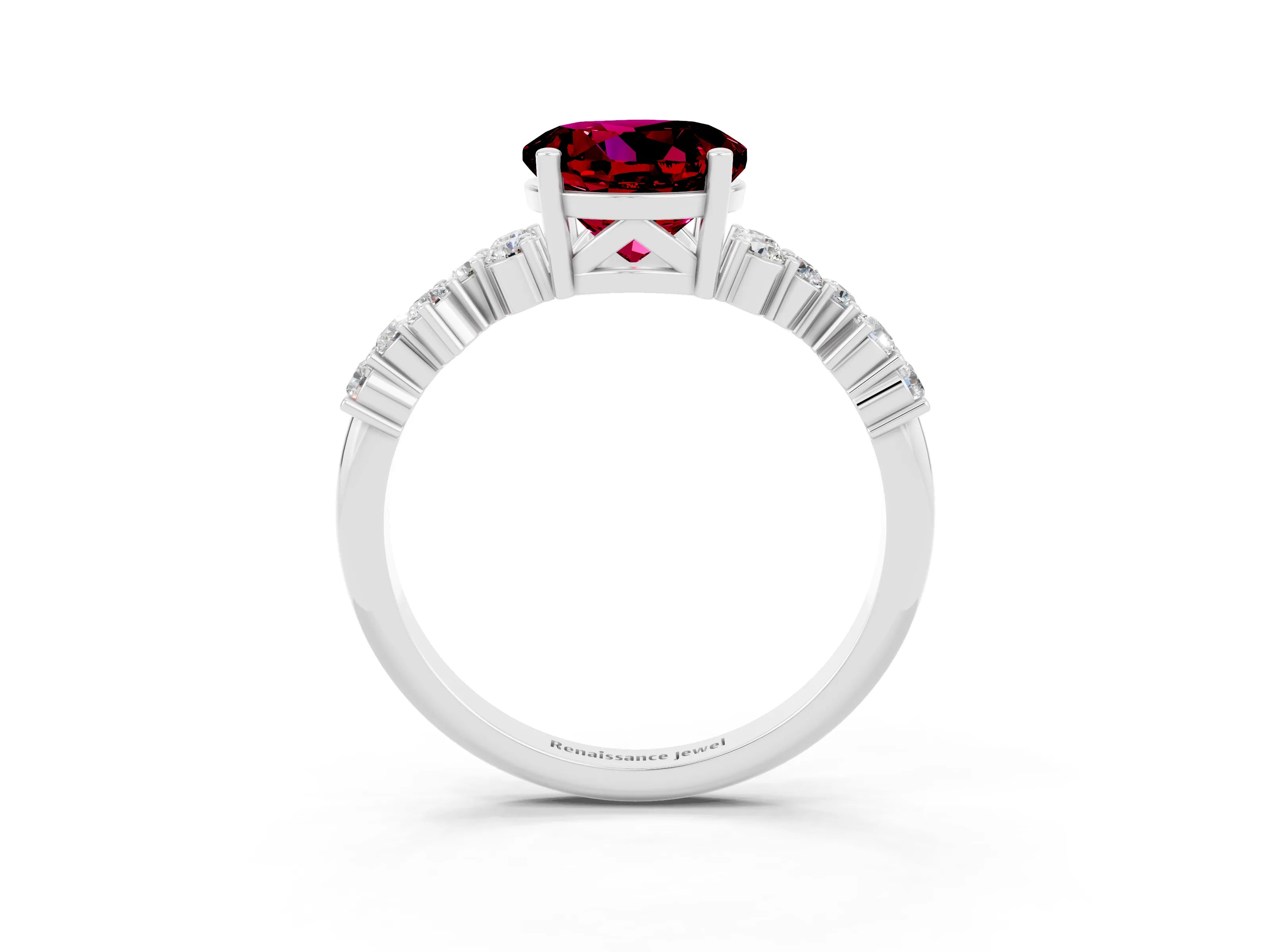 White gold Round Cut Diamond Cluster Pavé Band with Four-Prong Setting_3