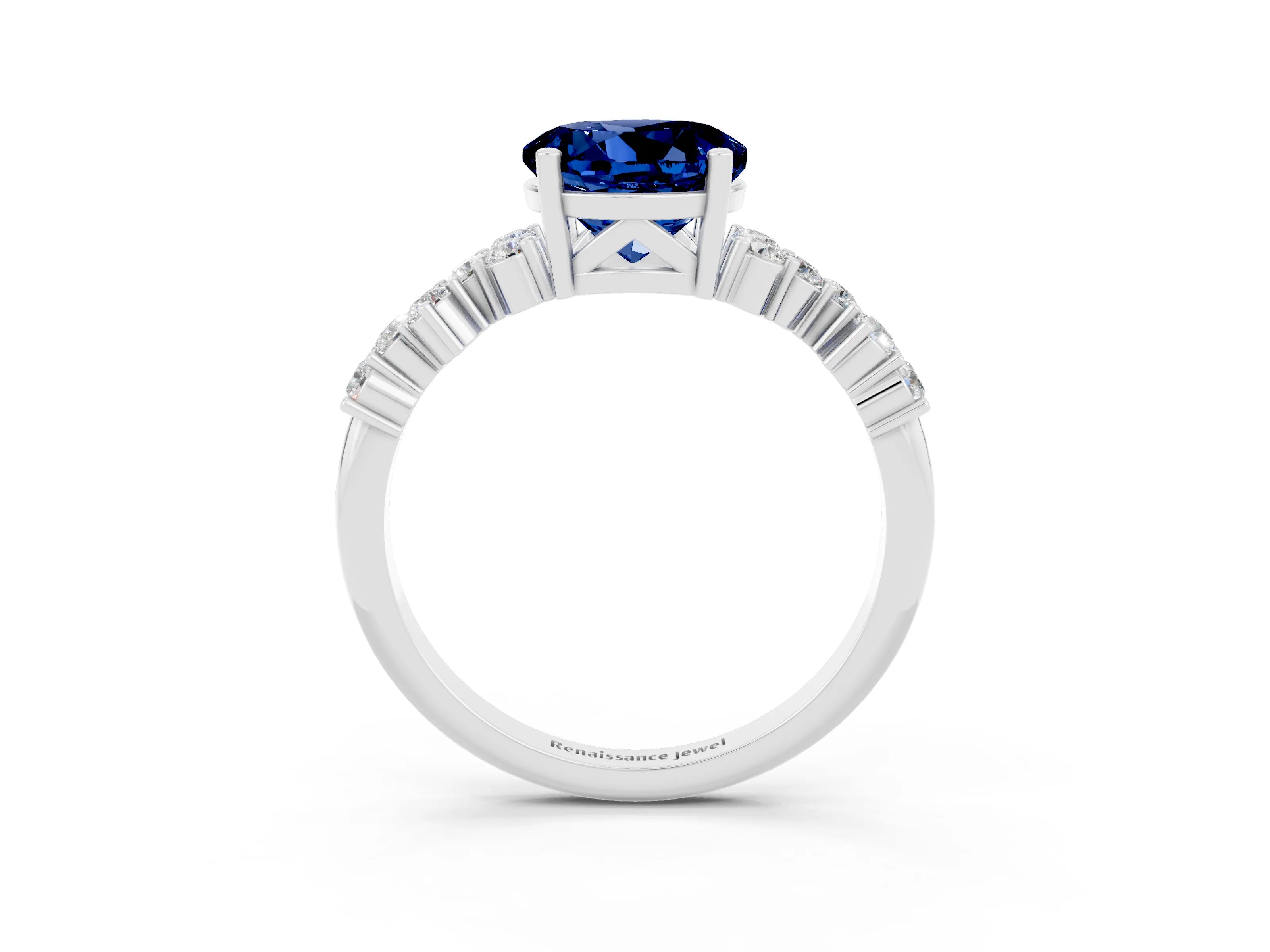 White gold Round Cut Diamond Cluster Pavé Band with Four-Prong Setting_3
