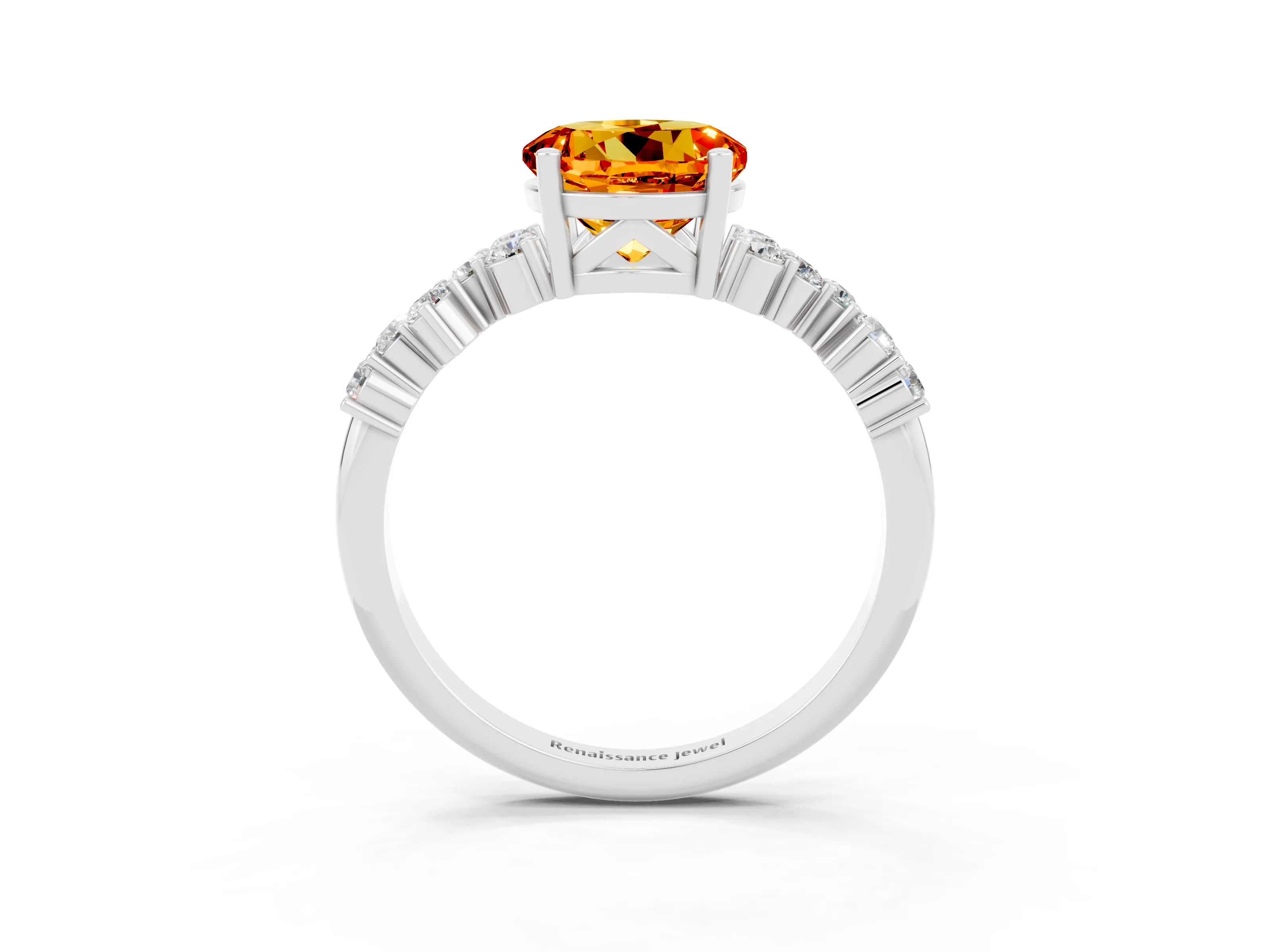White gold Round Cut Diamond Cluster Pavé Band with Four-Prong Setting_3