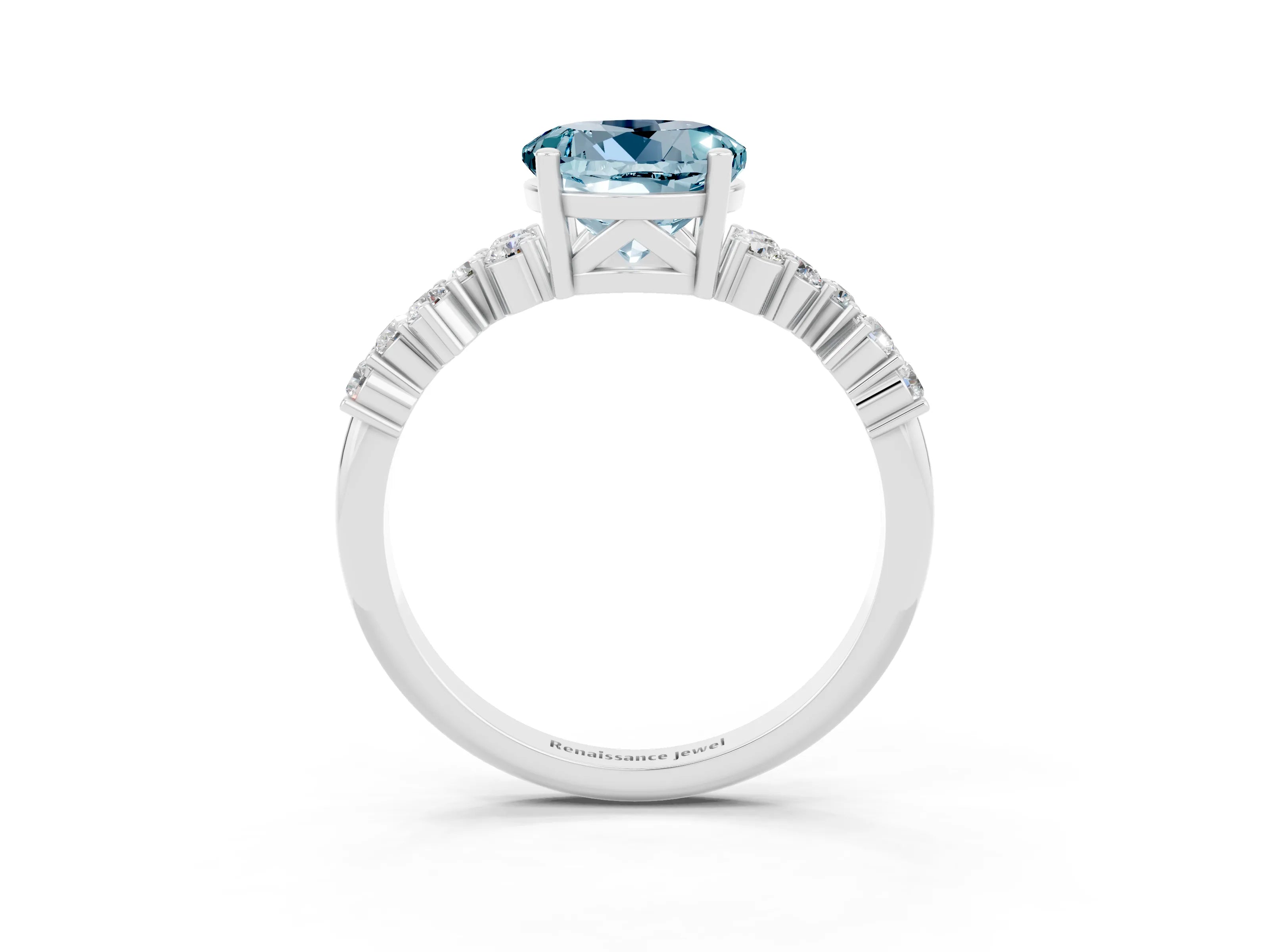 White gold Round Cut Diamond Cluster Pavé Band with Four-Prong Setting_3