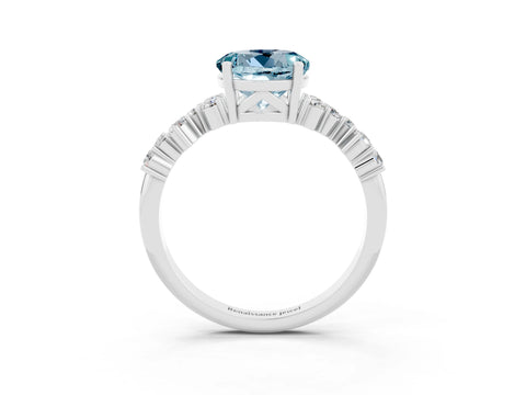 White gold Round Cut Diamond Cluster Pavé Band with Four-Prong Setting_3