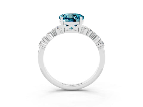 White gold Round Cut Diamond Cluster Pavé Band with Four-Prong Setting_3