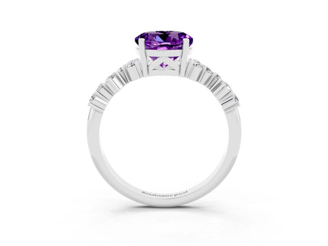 White gold Round Cut Diamond Cluster Pavé Band with Four-Prong Setting_3