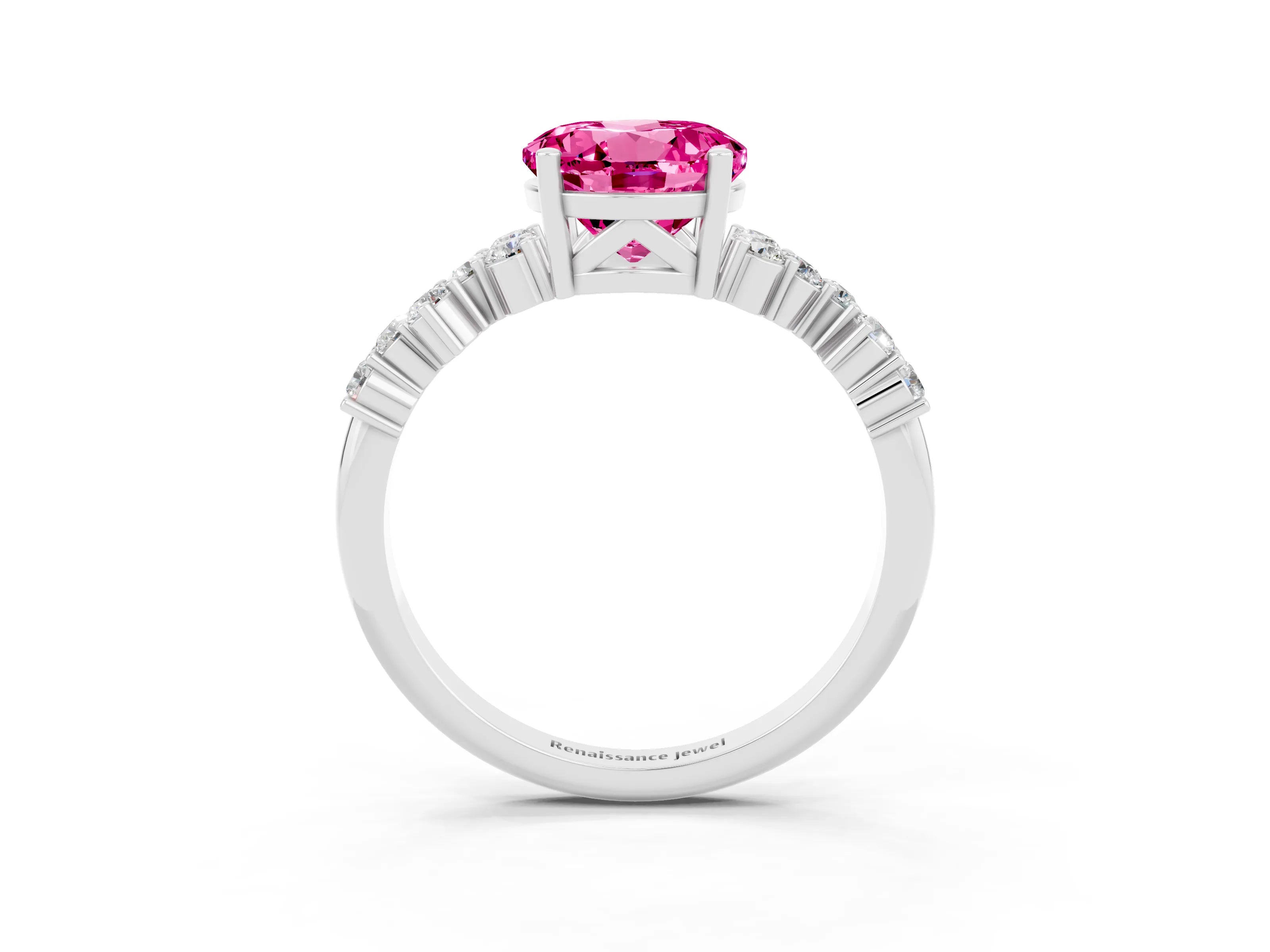 White gold Round Cut Diamond Cluster Pavé Band with Four-Prong Setting_3