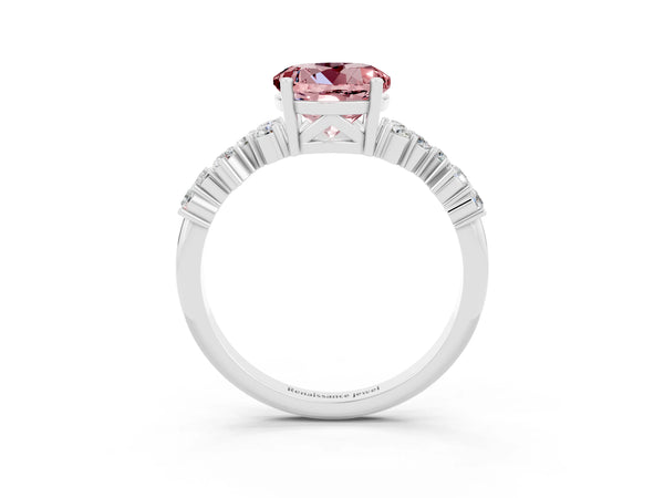 White gold Round Cut Diamond Cluster Pavé Band with Four-Prong Setting