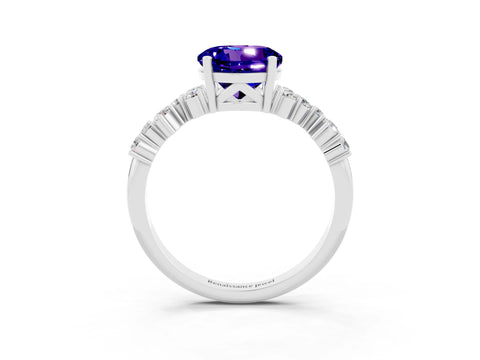 White gold Round Cut Diamond Cluster Pavé Band with Four-Prong Setting_3