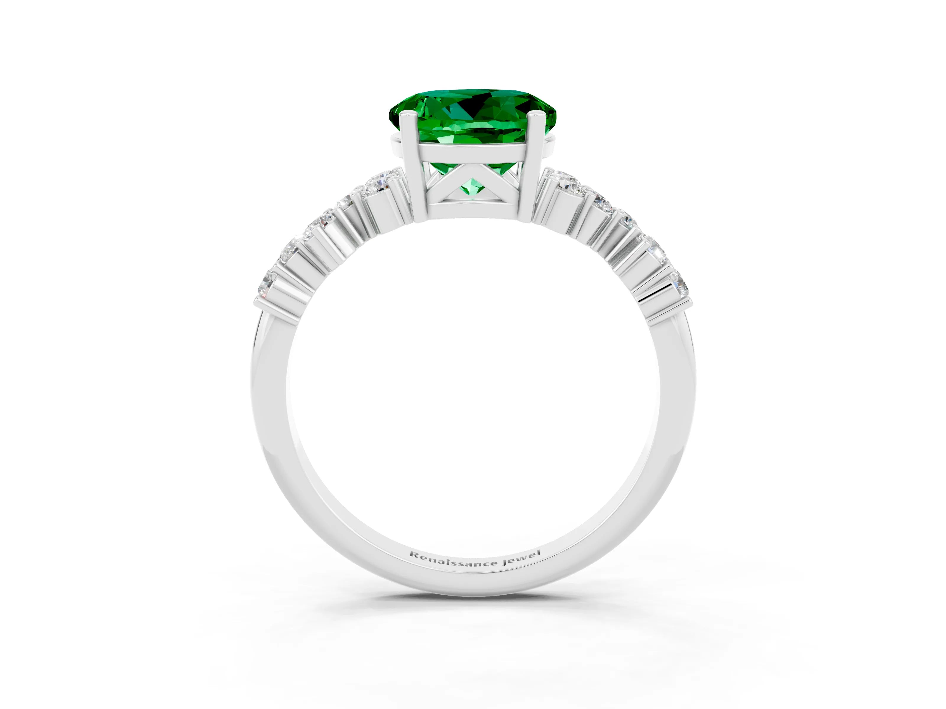 White gold Round Cut Diamond Cluster Pavé Band with Four-Prong Setting_3