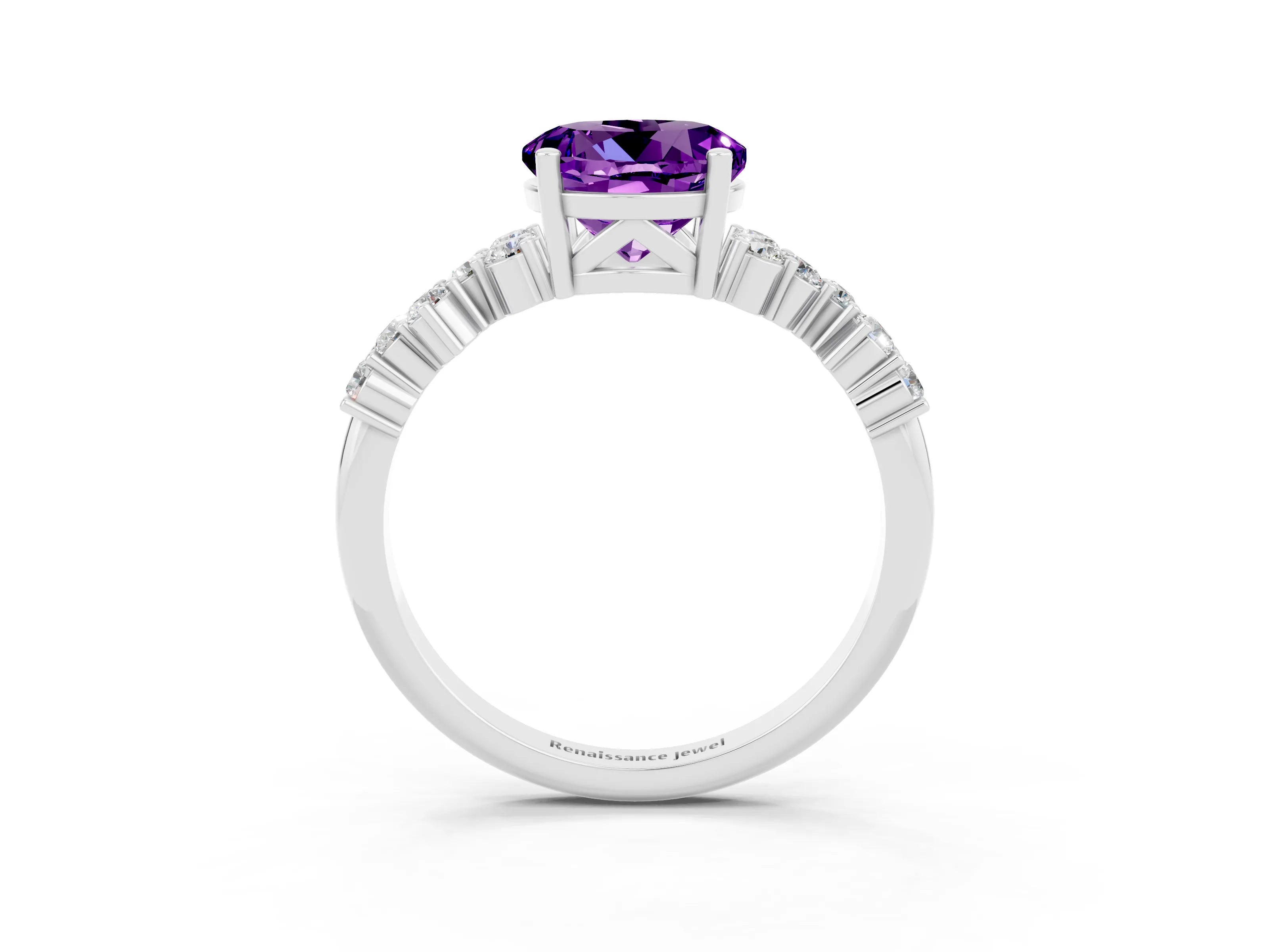 White gold Round Cut Diamond Cluster Pavé Band with Four-Prong Setting_3
