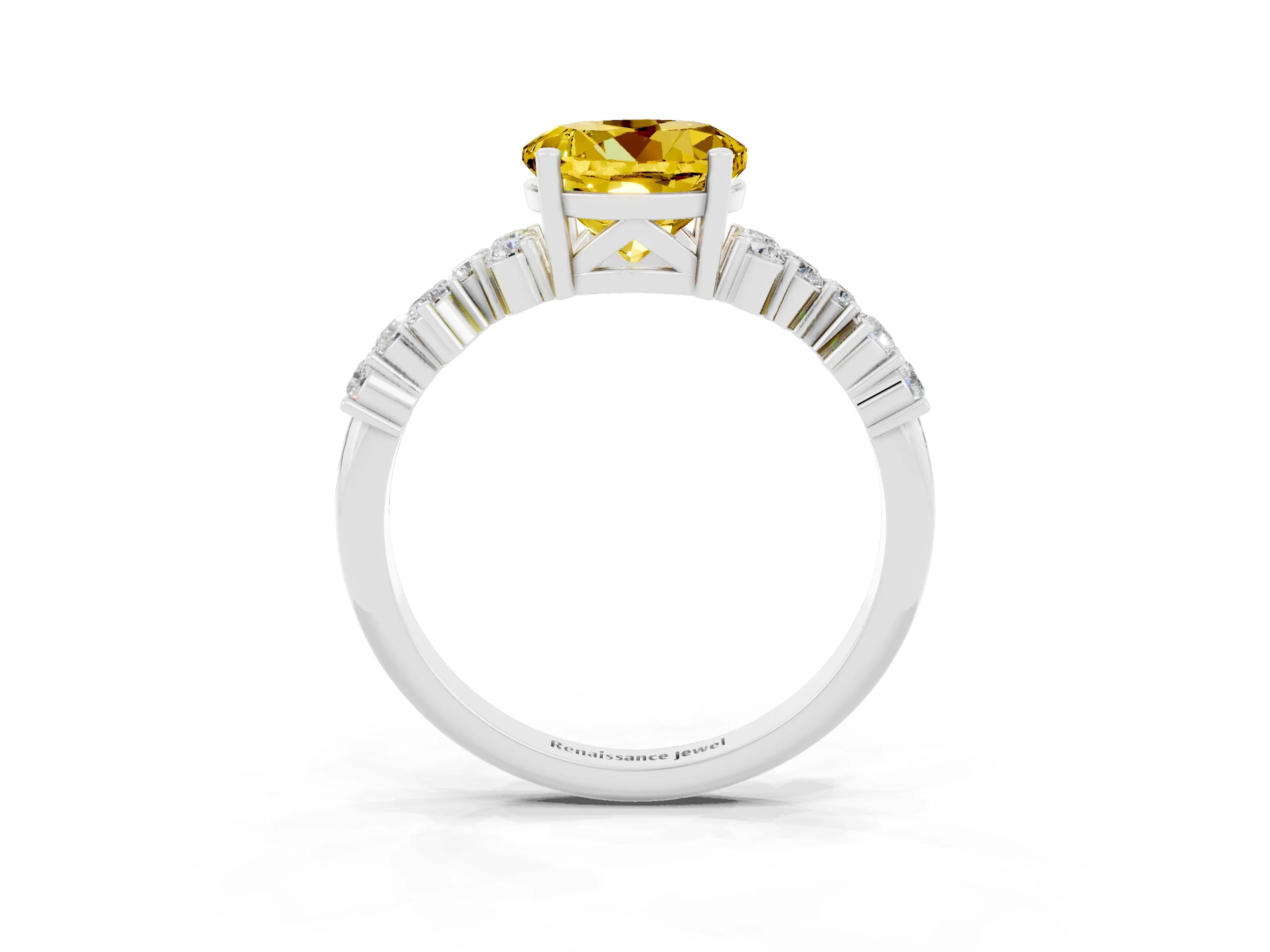 White gold Round Cut Diamond Cluster Pavé Band with Four-Prong Setting_3