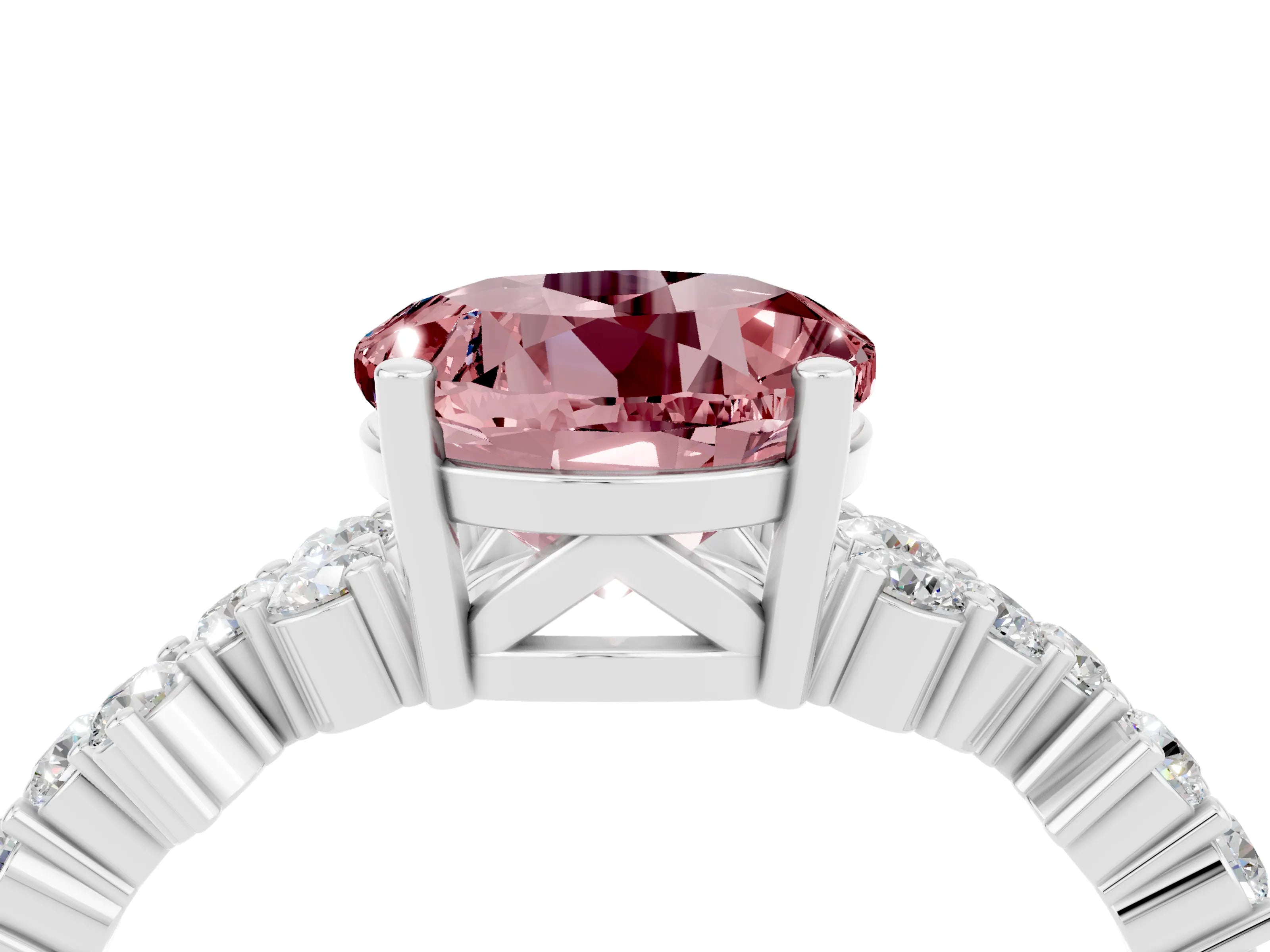 White gold Round Cut Diamond Cluster Pavé Band with Four-Prong Setting_4