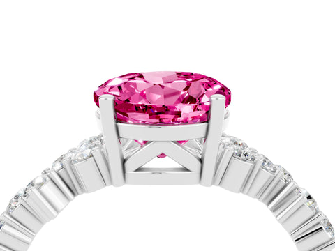 White gold Round Cut Diamond Cluster Pavé Band with Four-Prong Setting_4