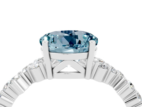 White gold Round Cut Diamond Cluster Pavé Band with Four-Prong Setting_4