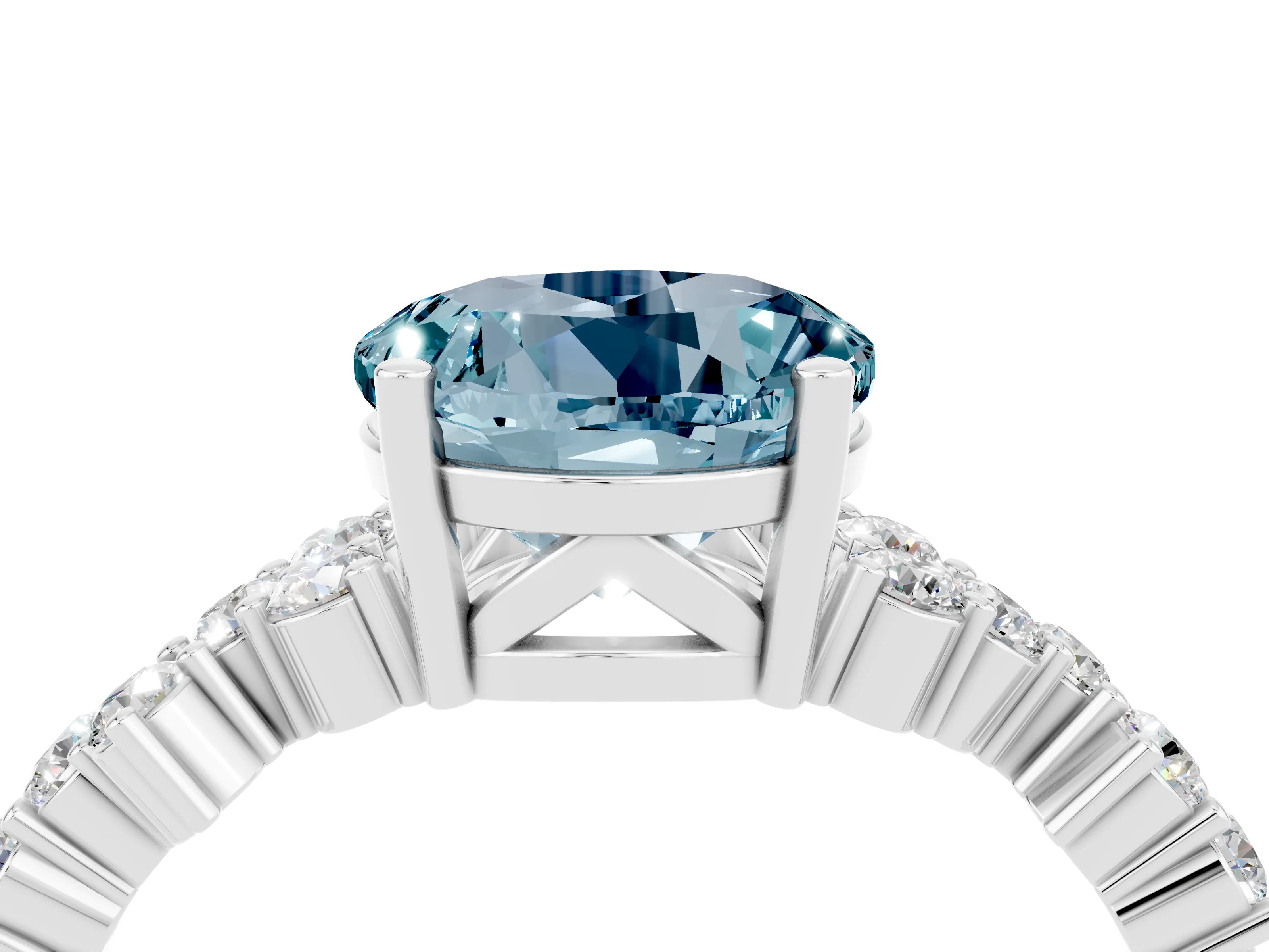 White gold Round Cut Diamond Cluster Pavé Band with Four-Prong Setting_4