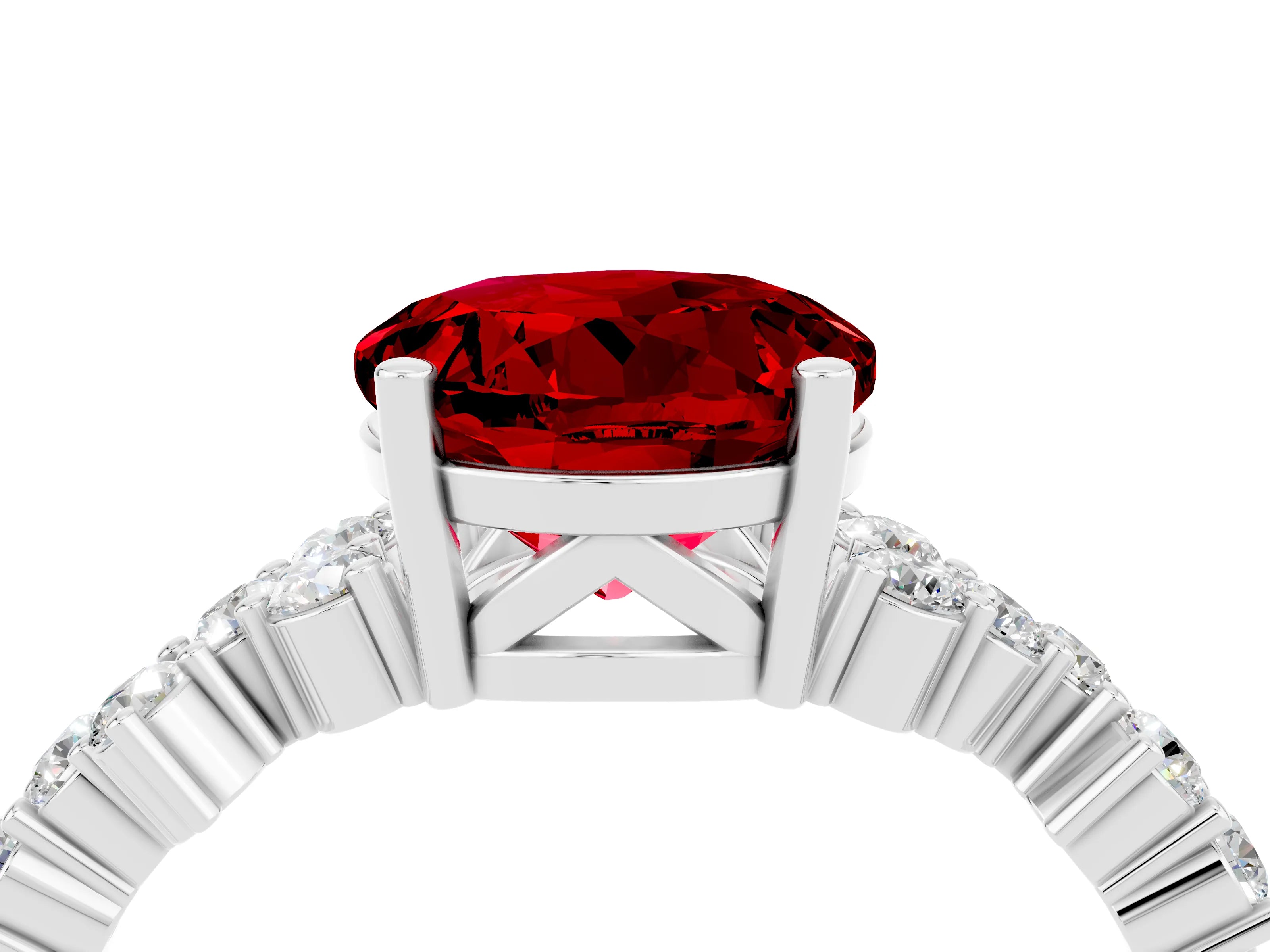 White gold Round Cut Diamond Cluster Pavé Band with Four-Prong Setting_4
