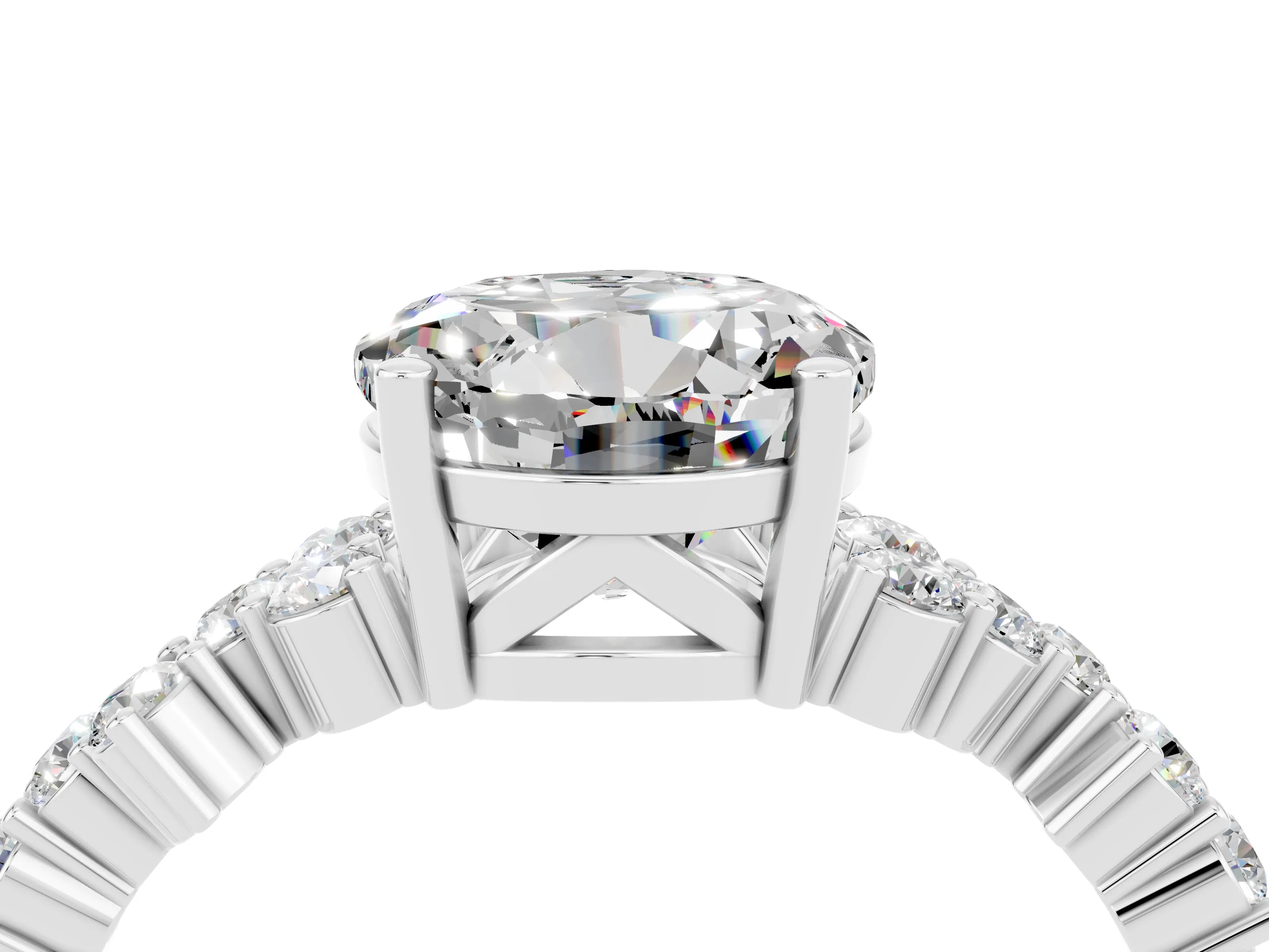 White gold Round Cut Diamond Cluster Pavé Band with Four-Prong Setting_4