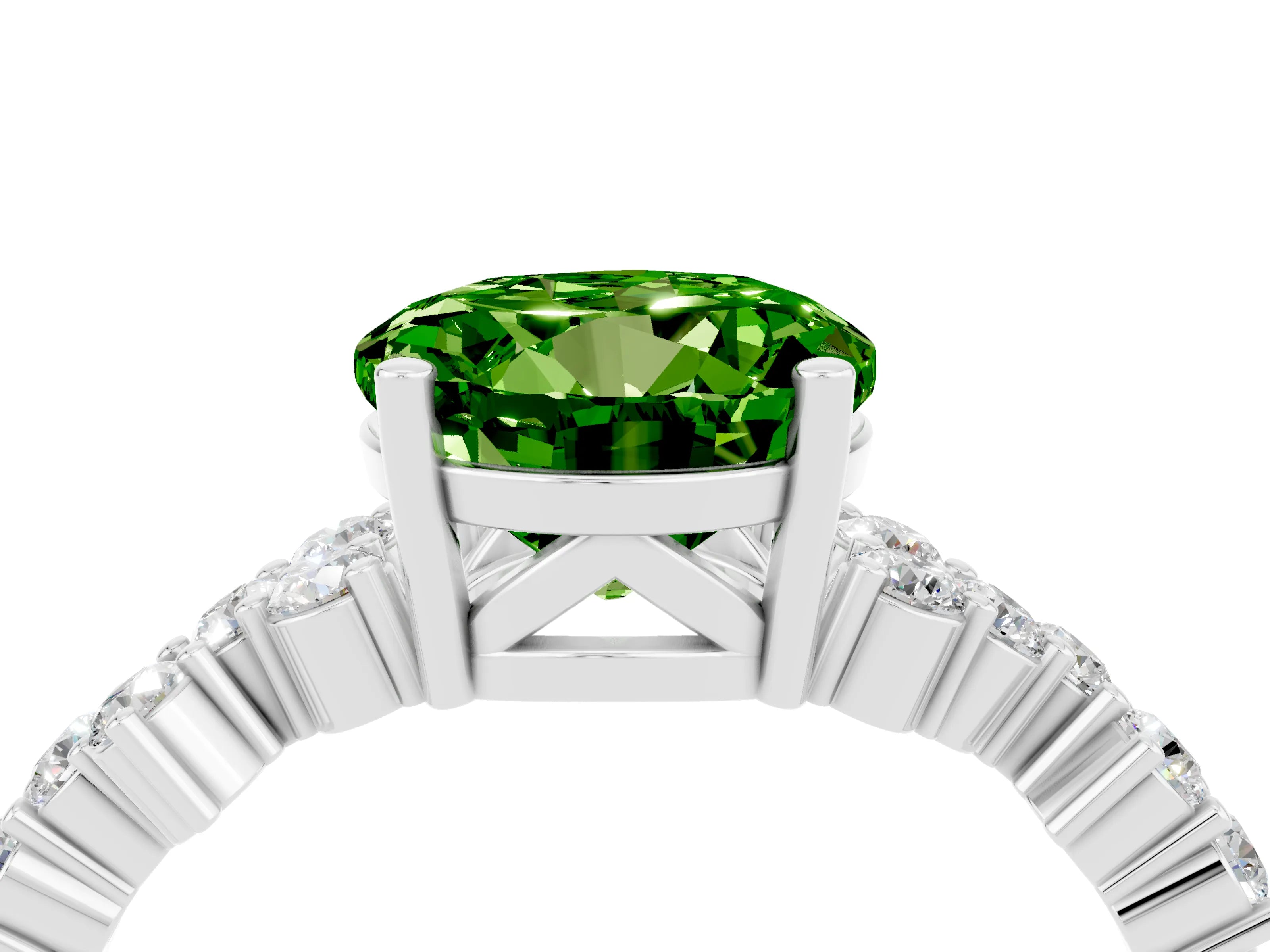 White gold Round Cut Diamond Cluster Pavé Band with Four-Prong Setting_4