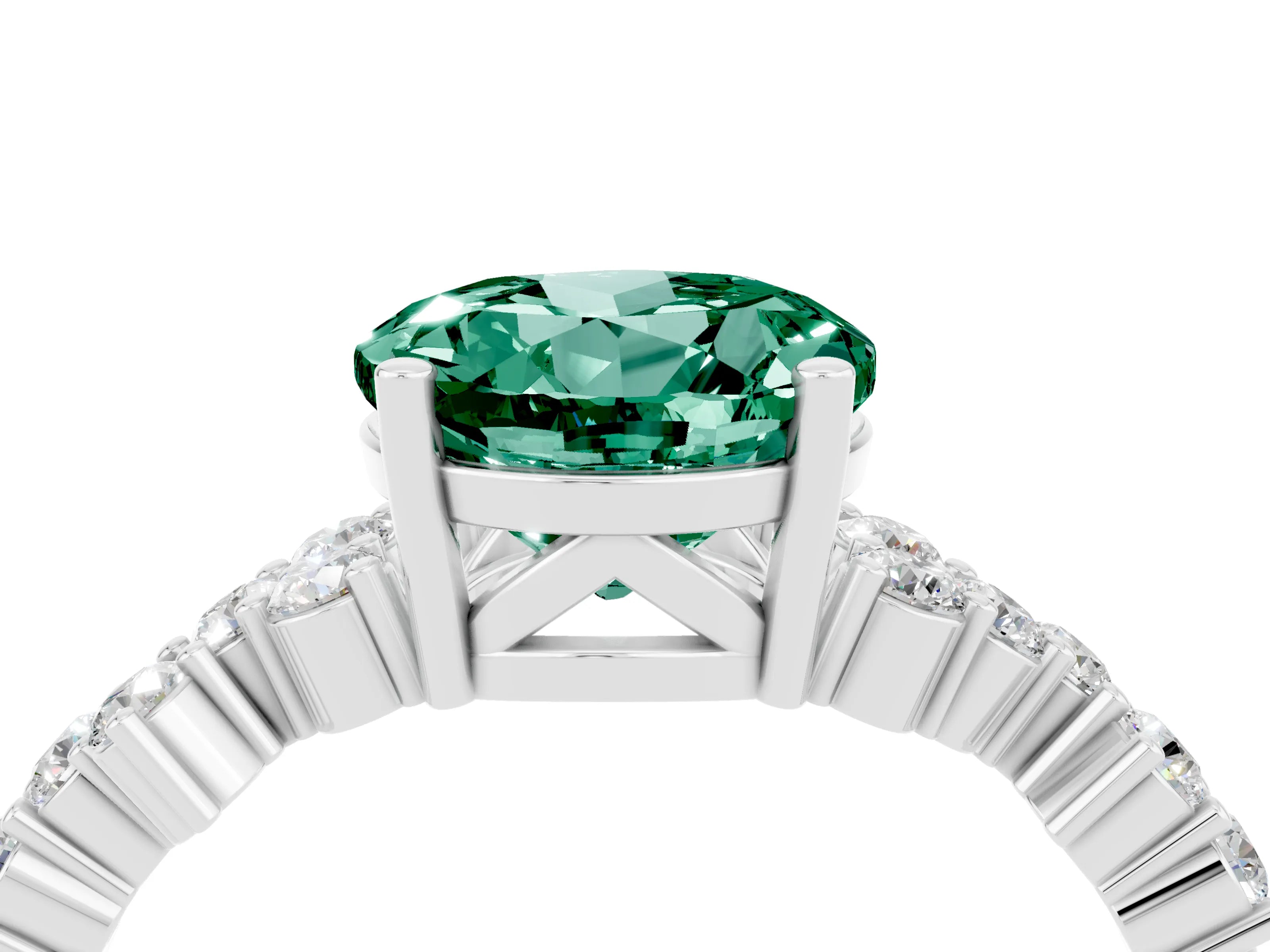 White gold Round Cut Diamond Cluster Pavé Band with Four-Prong Setting_4