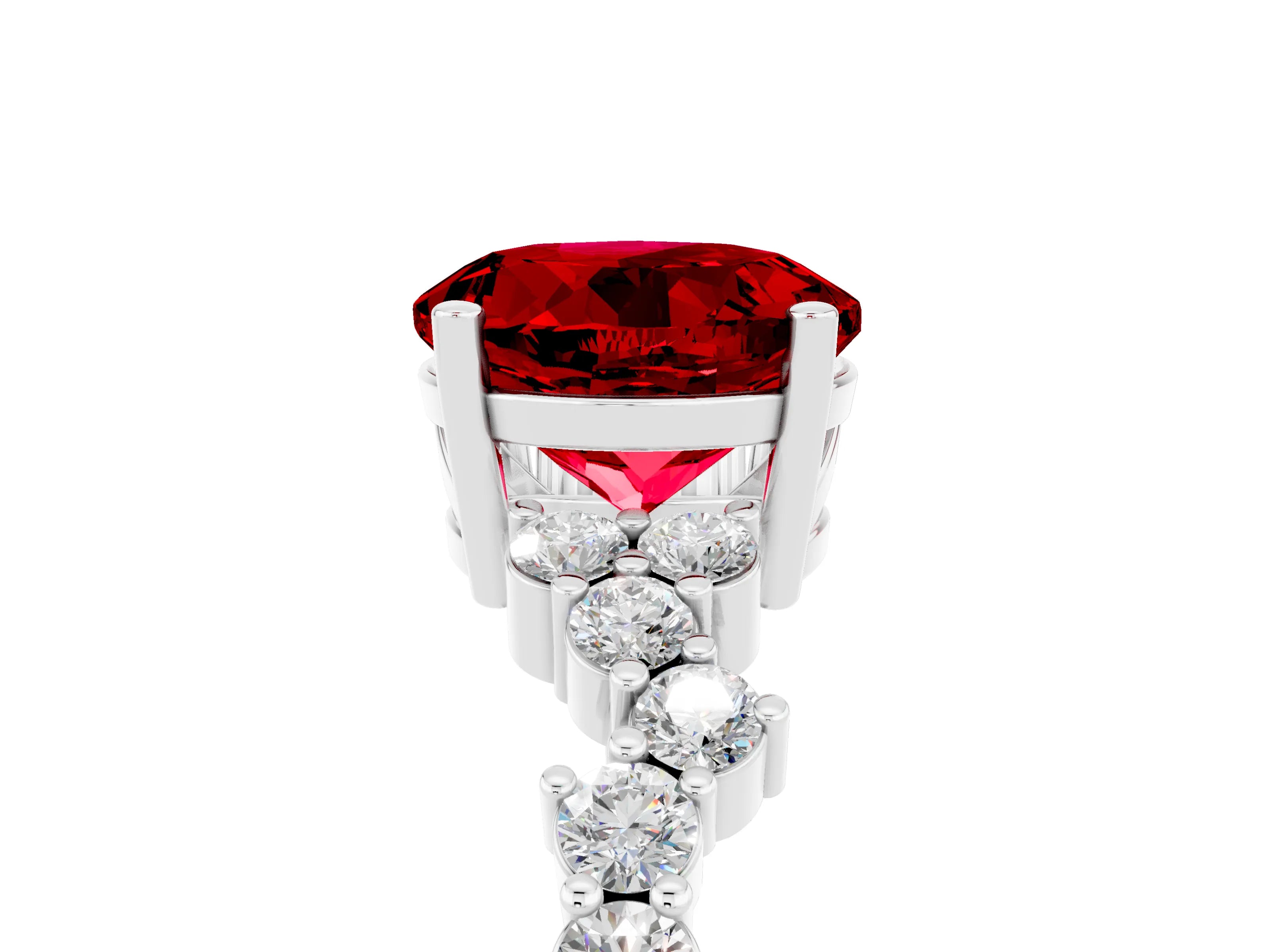 White gold Round Cut Diamond Cluster Pavé Band with Four-Prong Setting_5