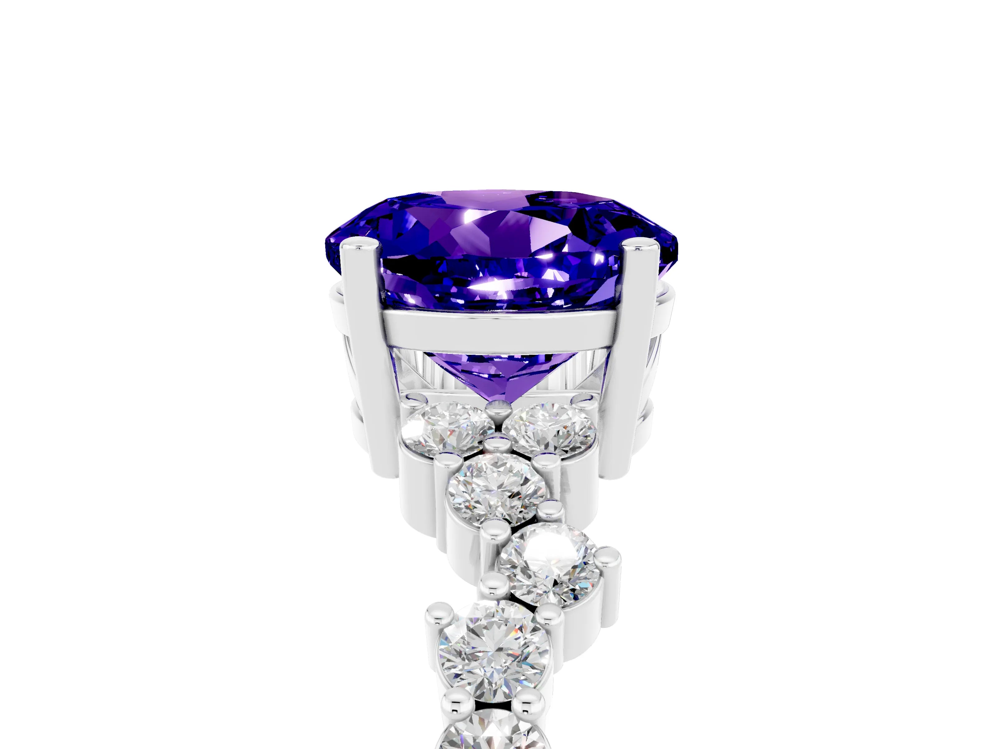 White gold Round Cut Diamond Cluster Pavé Band with Four-Prong Setting_5