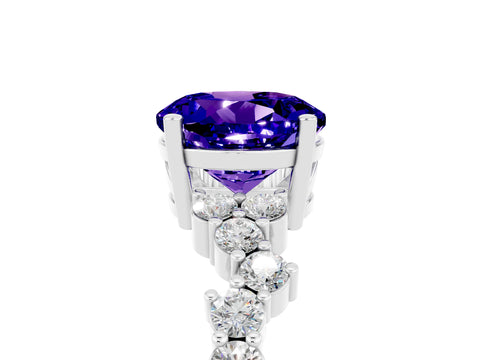 White gold Round Cut Diamond Cluster Pavé Band with Four-Prong Setting_5