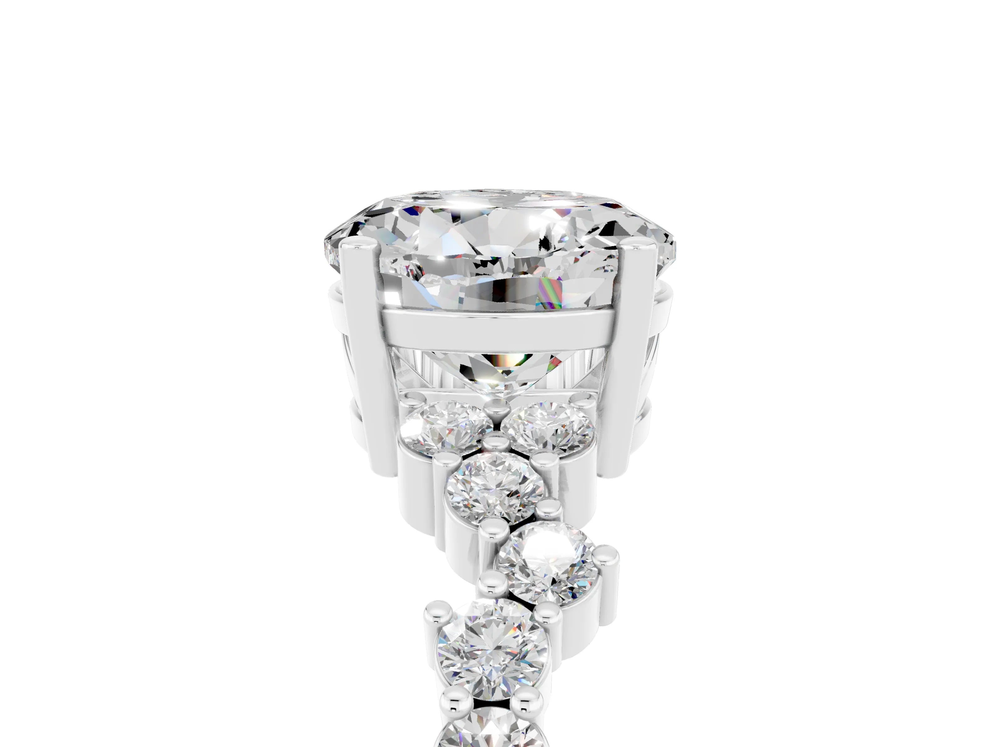 White gold Round Cut Diamond Cluster Pavé Band with Four-Prong Setting_5